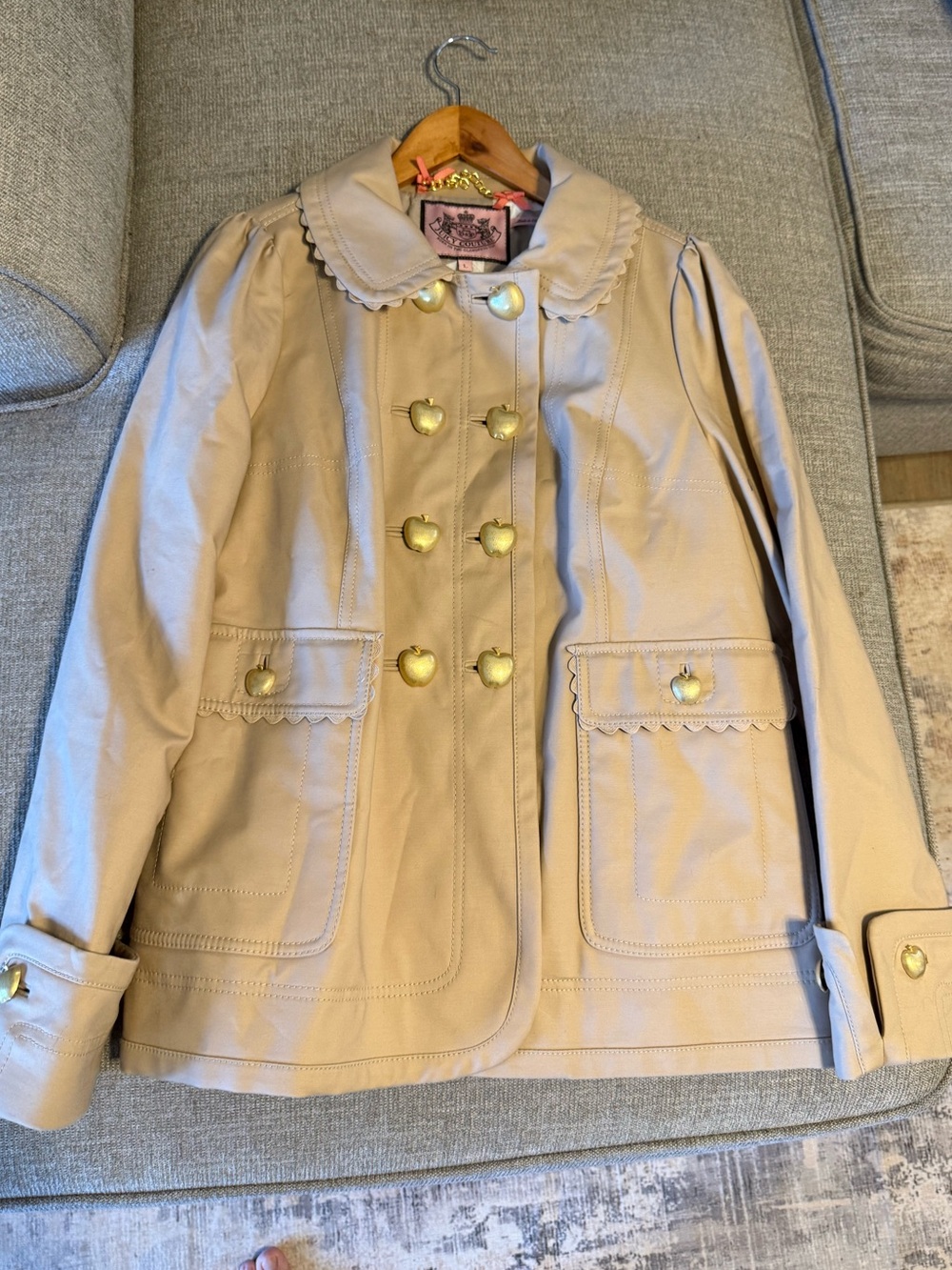 Juicy Couture Khaki Jacket Apple  Buttons Y2K Vintage Style Size L